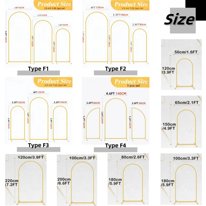 Wedding Support - EU Warehouse Gold Metal Balloon Arch