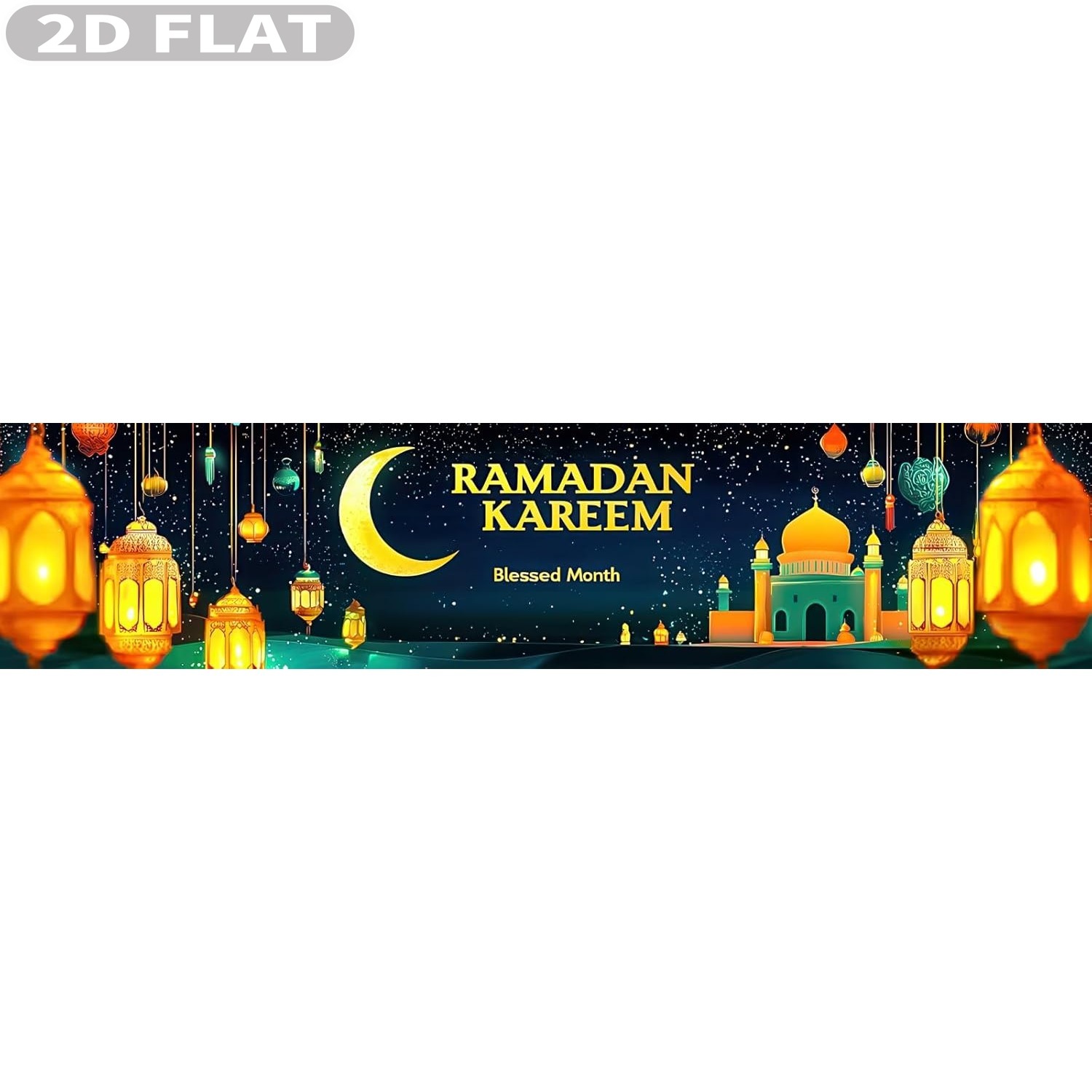 2D FLAT 1pc Ramadan Eid Mubara - Photo Booth Prop ulasan dan harga