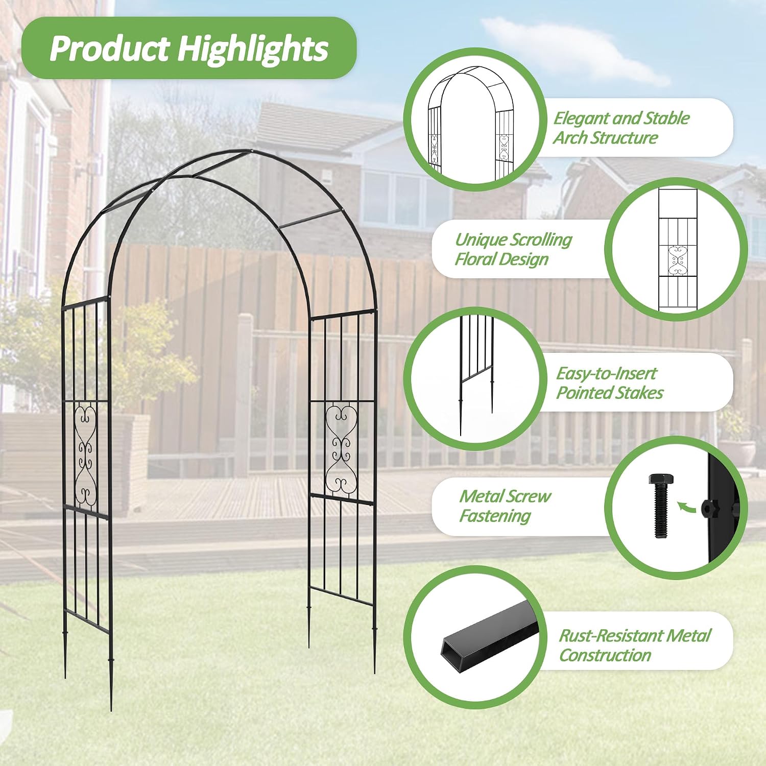 Metal Garden Arch Arbor Trelli - Wedding Support ulasan dan harga