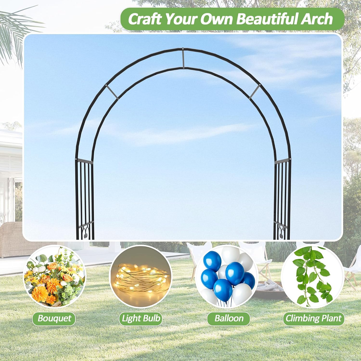 Metal Garden Arch Arbor Trelli - Wedding Support ulasan dan harga