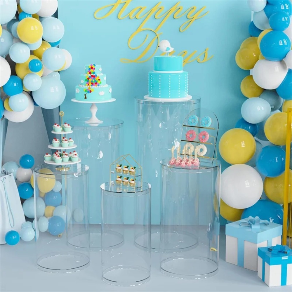 3/5Pcs White Cylinder Pedestal - Wedding Support ulasan dan harga