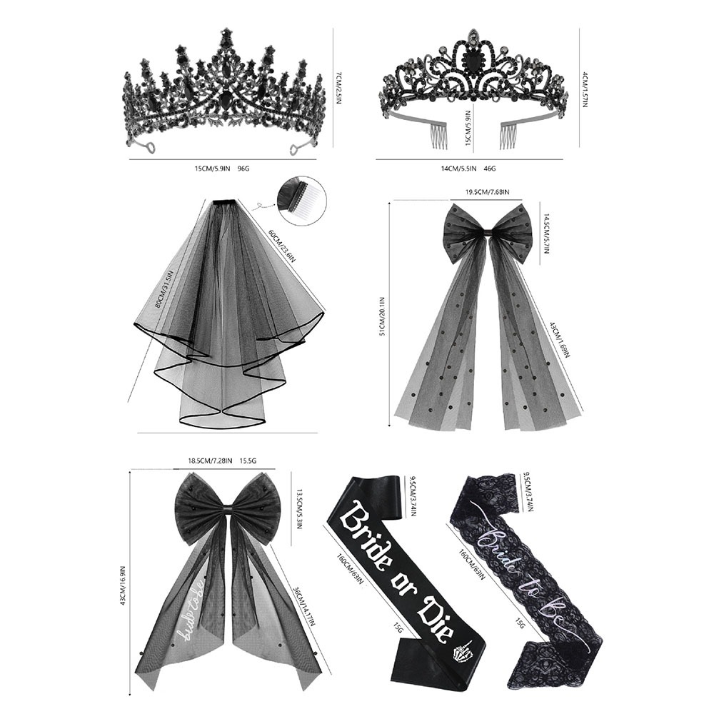 3pcs Gothic Black Bachelorette - Bride Tribe Sash ulasan dan harga