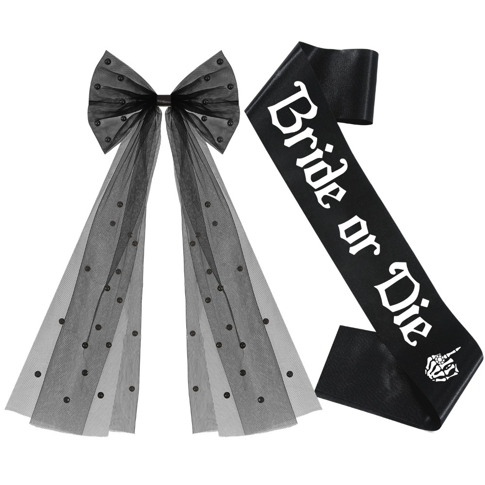 3pcs Gothic Black Bachelorette - Bride Tribe Sash ulasan dan harga