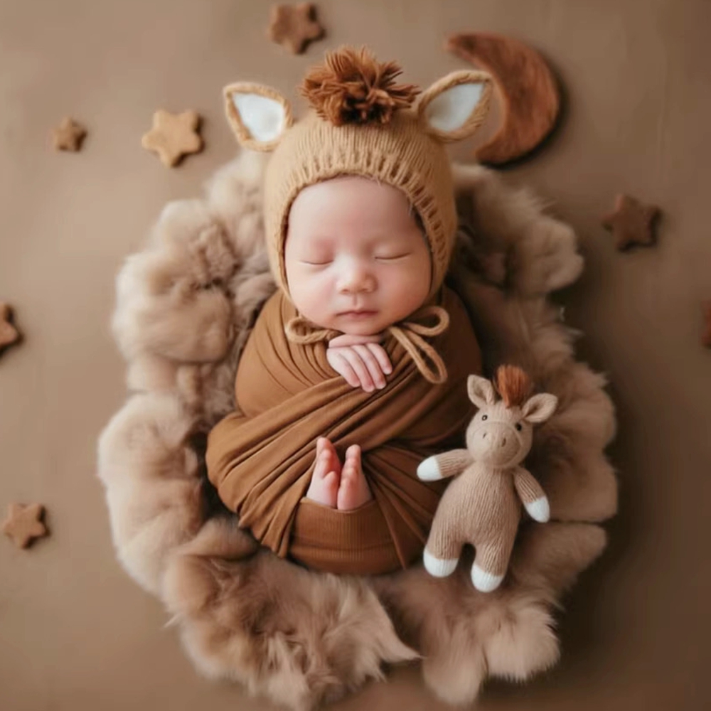 Knitted Horse Hat with Doll Ne - Photo Booth Prop ulasan dan harga