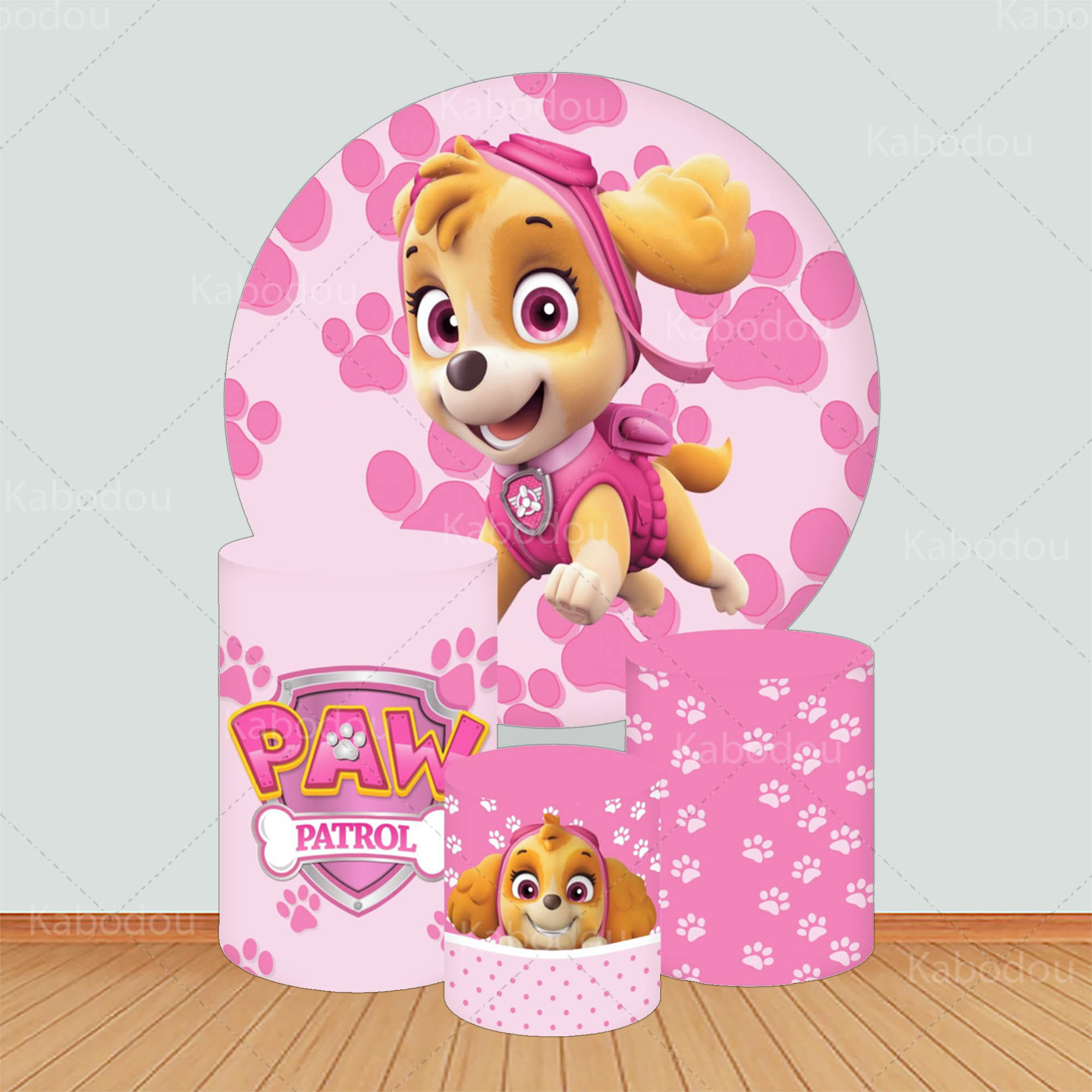 Patrols Round Backdrop Pink Sk - Photo Booth Prop ulasan dan harga